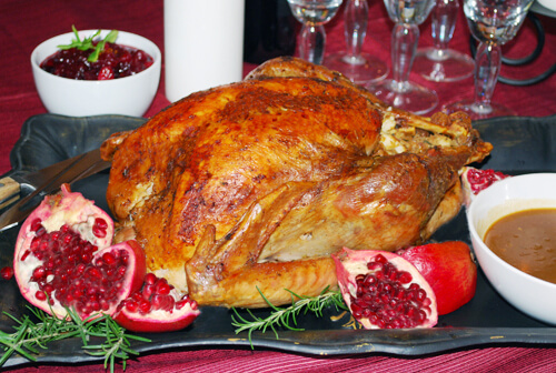 Roast Turkey with Pomegranate Gravy by FamilySpice.com