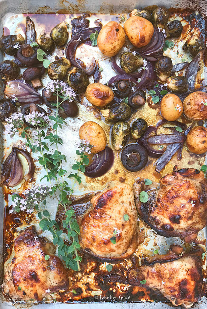 Sheet Pan Balsamic Chicken with Vegetables by FamilySpice.com