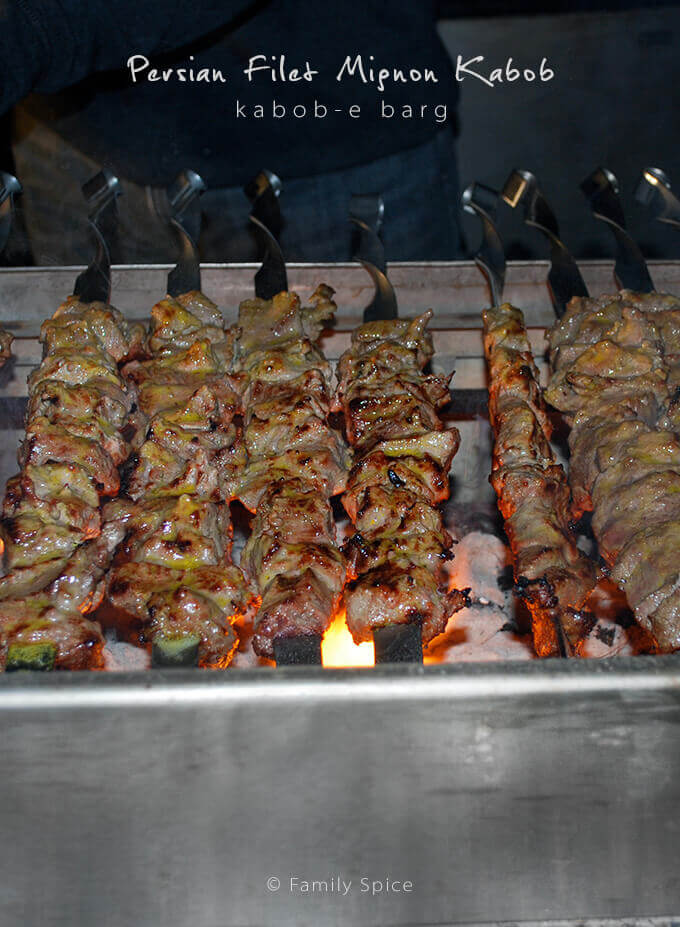 Kabob-e Barg (Filet Mignon Kabob) and a Persian Barbecue by FamilySpice.com