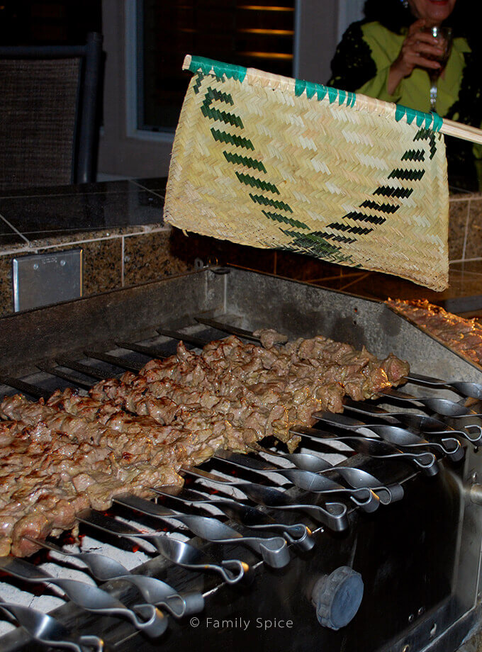 Fanning Flames for Kabob-e Barg (Filet Mignon Kabob) and a Persian Barbecue by FamilySpice.com