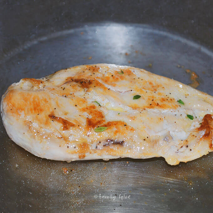 Browning chicken breast by FamilySpice.com