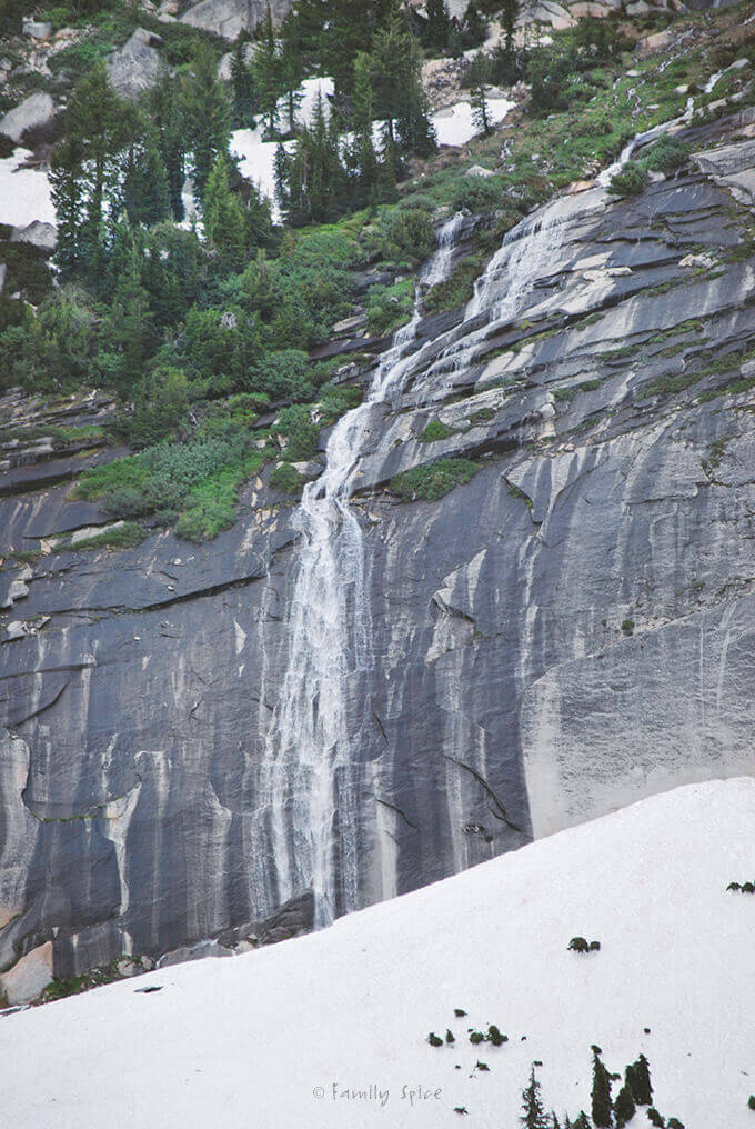 Snow melt water fall in Tioga Pass, Yosemite Valley by FamilySpice.com