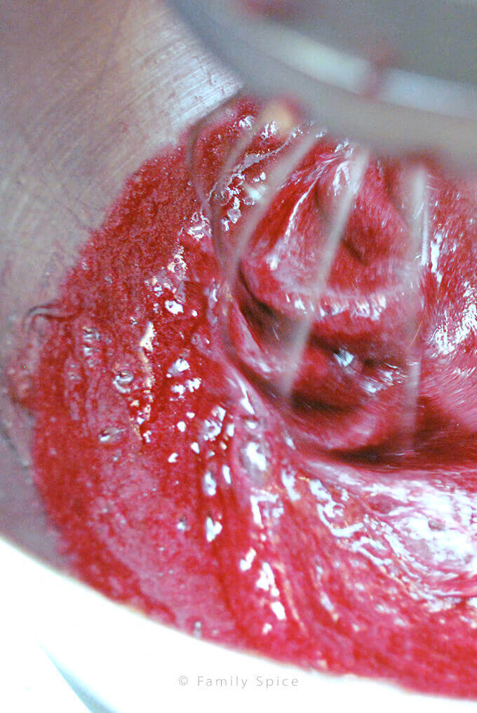 Mixing up Pink Pomegranate Marshmallows by FamilySpice.com