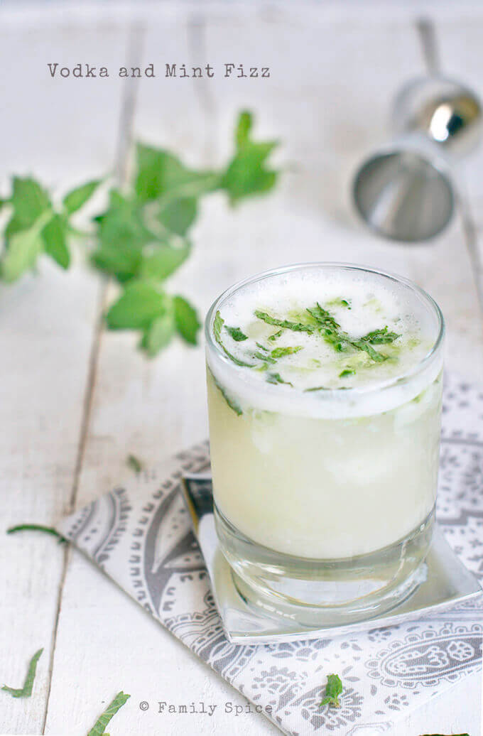 Vodka and Mint Fizz made with Persian Sekanjabin by FamilySpice.com