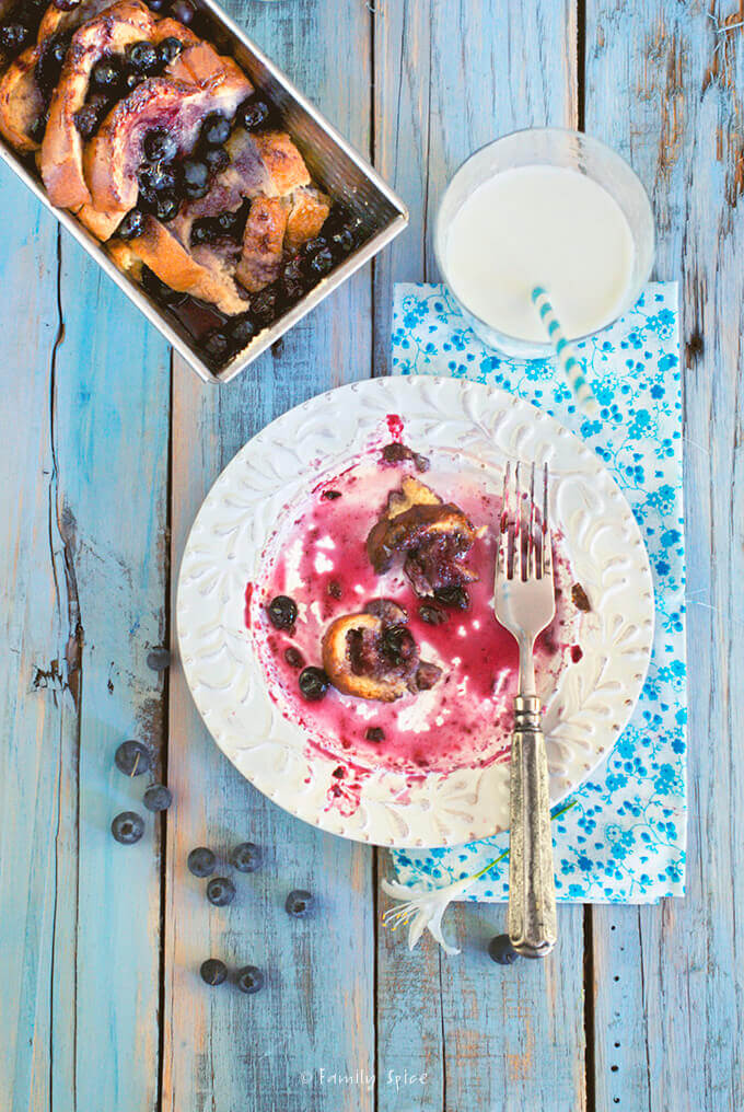 Baked French Toast with a Whole Lotta Blueberries by FamilySpice.com