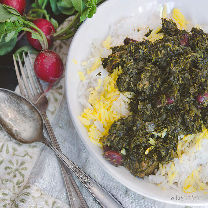 Instant Pot Gormeh Sabzi (Persian Herb Stew with Beef) by FamilySpice.com