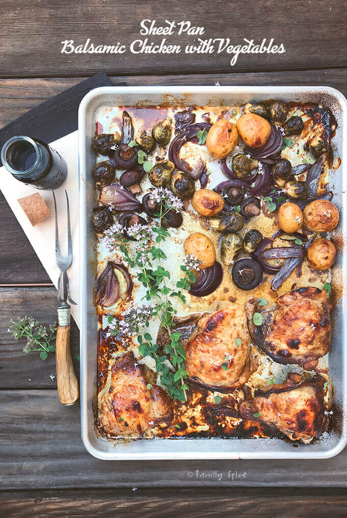 Sheet Pan Balsamic Chicken with Vegetables by FamilySpice.com
