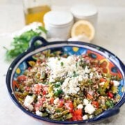 Pinterest image for cactus and quinoa salad.