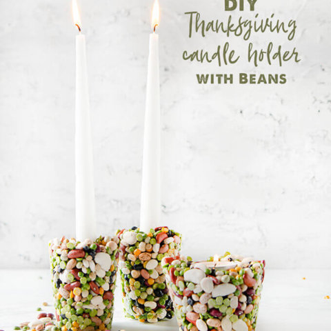 Thanksgiving candle craft of bean candle holder by FamilySpice.com