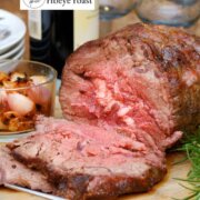 Pinterest image for boneless ribeye roast.