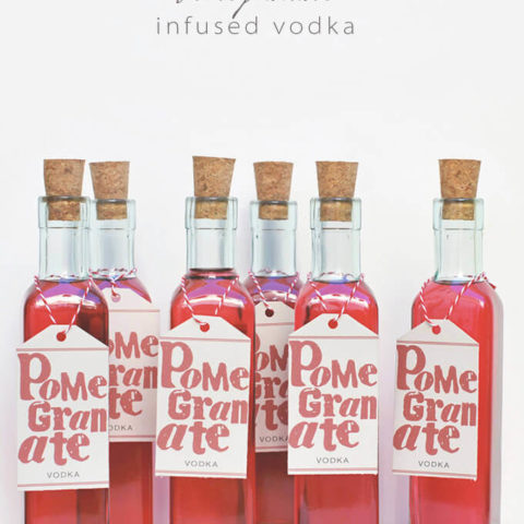 Homemade pomegranate vodka and free printable label by FamilySpice.com