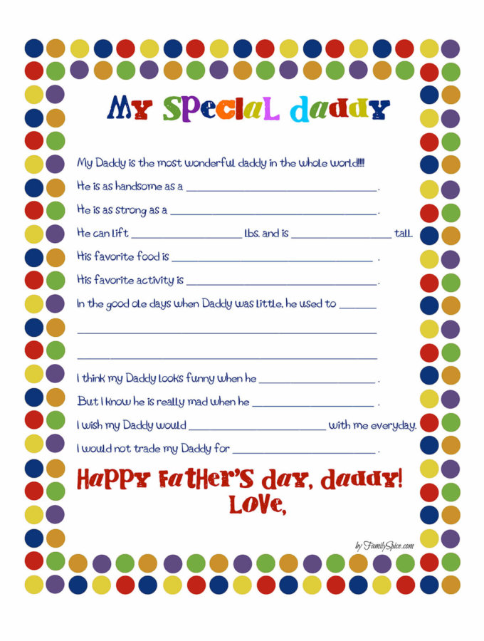 Free Father's Day Printable Mad Libs Family Spice