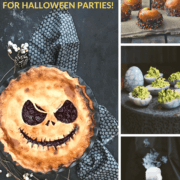 A collage of various spooky halloween foods