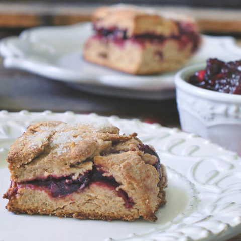Got leftover cranberry sauce? No worries! They are perfect in these scrumptious whole wheat scones - just in time for the holidays! -- FamilySpice.com