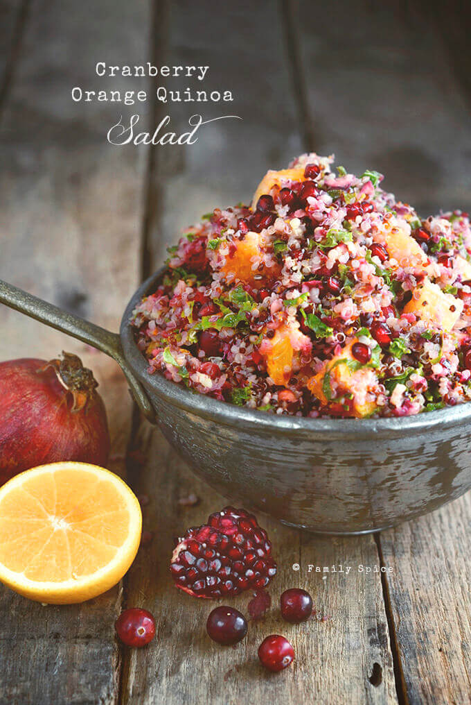 Cranberry Quinoa Salad with Orange, Mint and Kale by FamilySpice.com