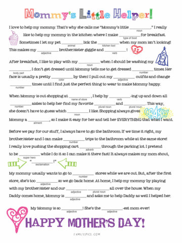 Image for a free printable mother's day mad libs