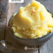 Pinterest image for saffron mashed potatoes.