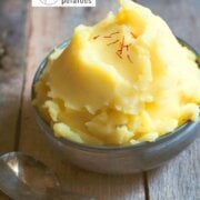 Pinterest image for saffron mashed potatoes.