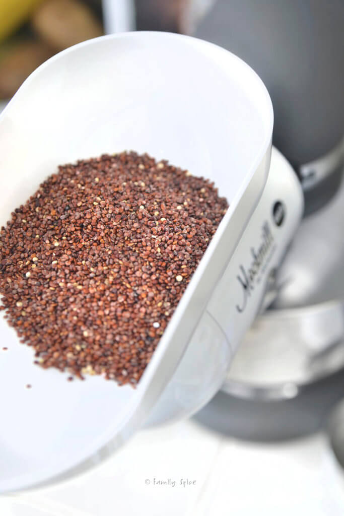 Grinding quinoa in a Mockmill attachment for the Kitchen Aid mixer