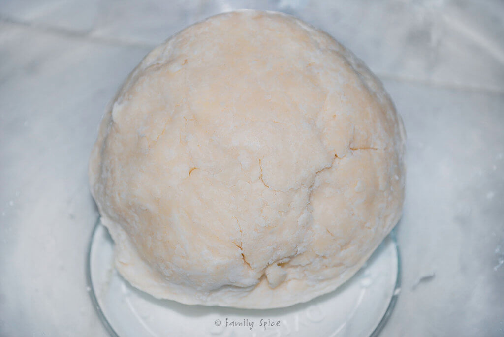 Pie dough rolled into a ball