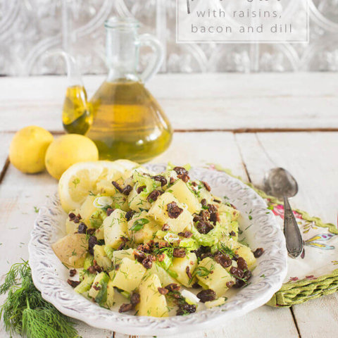 Olive Oil Potato Salad with Raisins, Lemon and Dill by FamilySpice.com