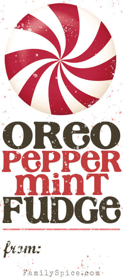 Oreo Peppermint Fudge Free Printable Label by FamilySpice.com
