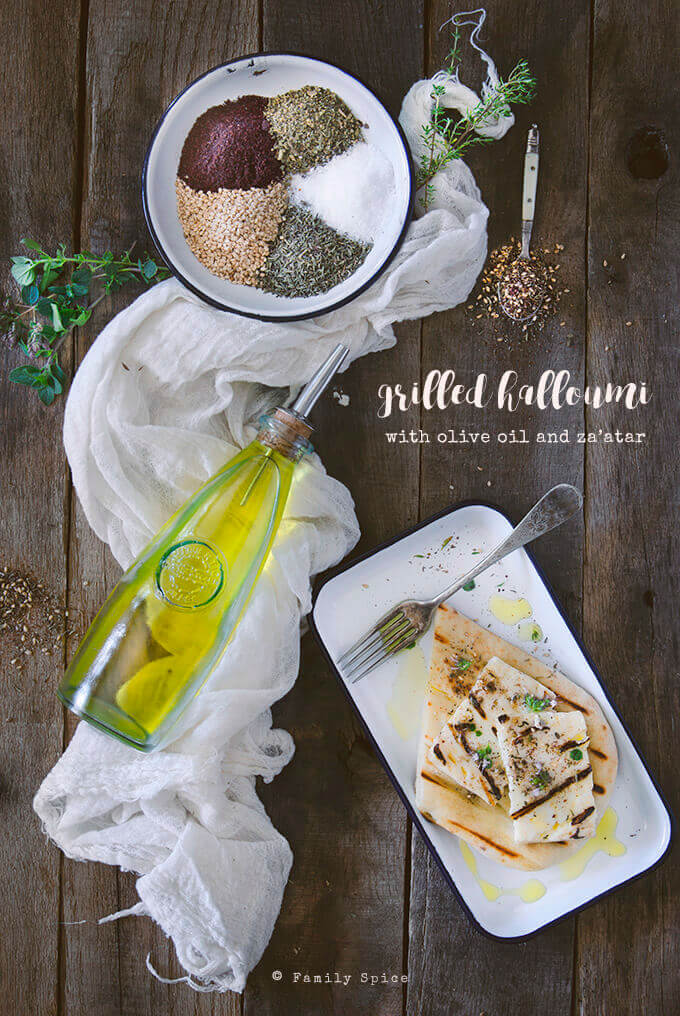 Grilled Halloumi with Olive Oil and Za'atar by FamilySpice.com