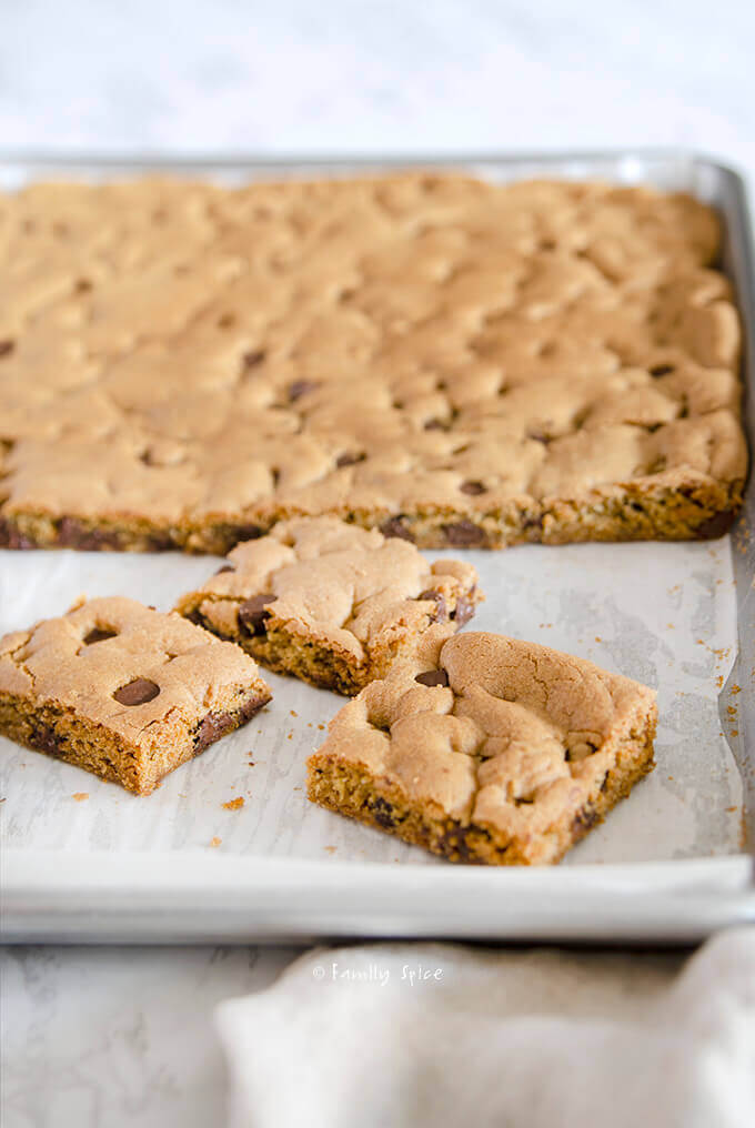 Sheet Pan Chocolate Chip Cookie Bars - Family Spice