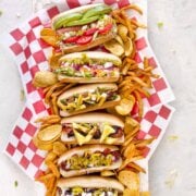 Pinterest image for the best hot dog toppings.