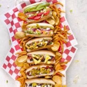 Pinterest image for the best hot dog toppings.