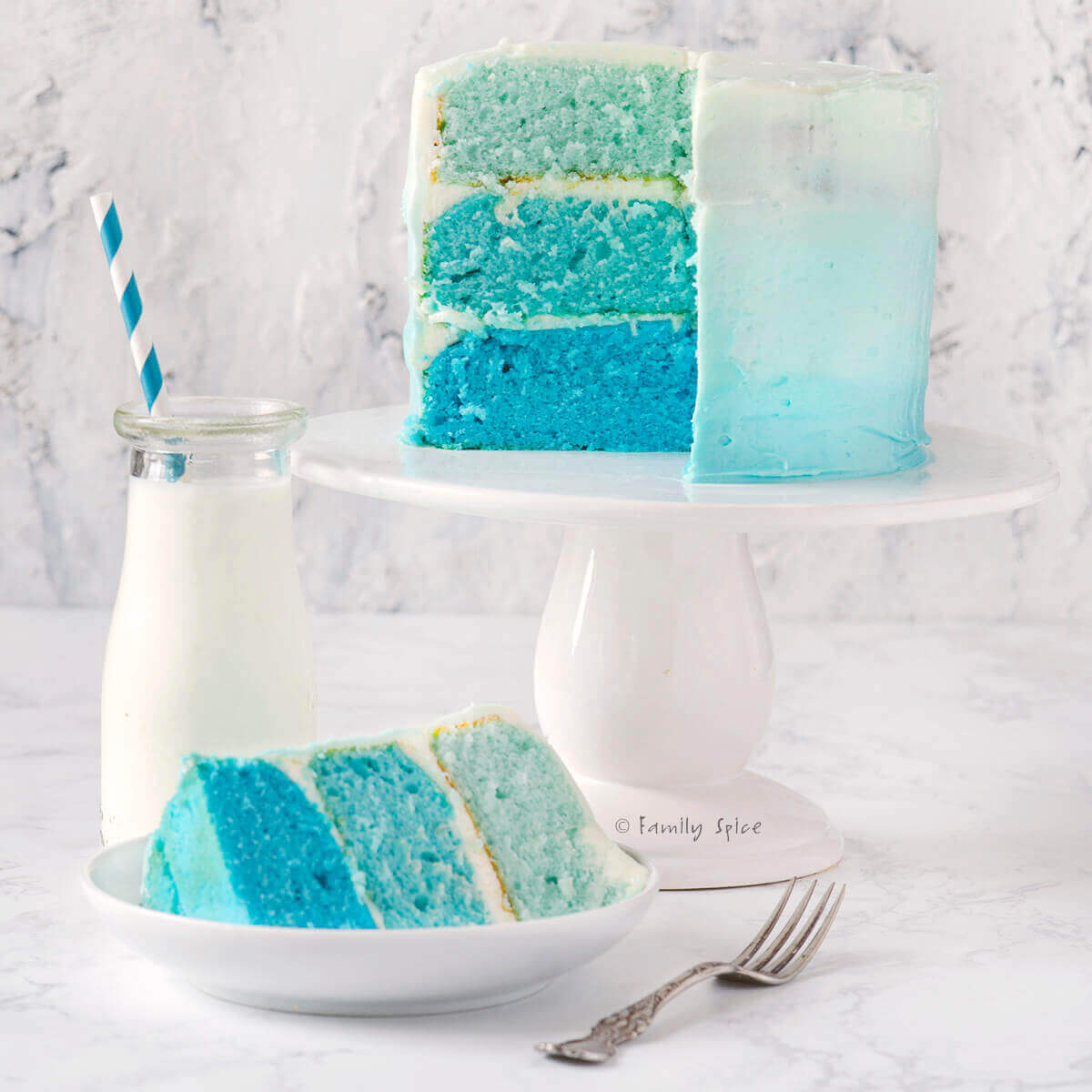 Blue and White Cake Fondant Finish, - Just Bake