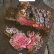 Pinterest image for deep fried prime rib roast.