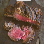 Pinterest image for deep fried prime rib roast.