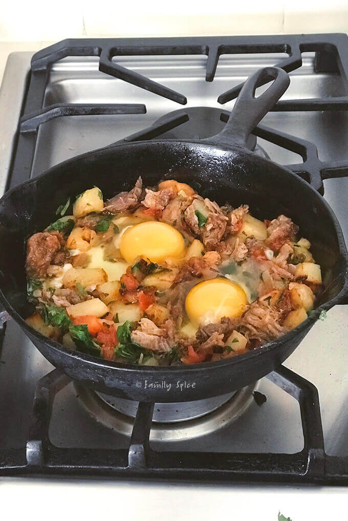 Leftover Pulled Pork Breakfast Hash with Eggs - Family Spice