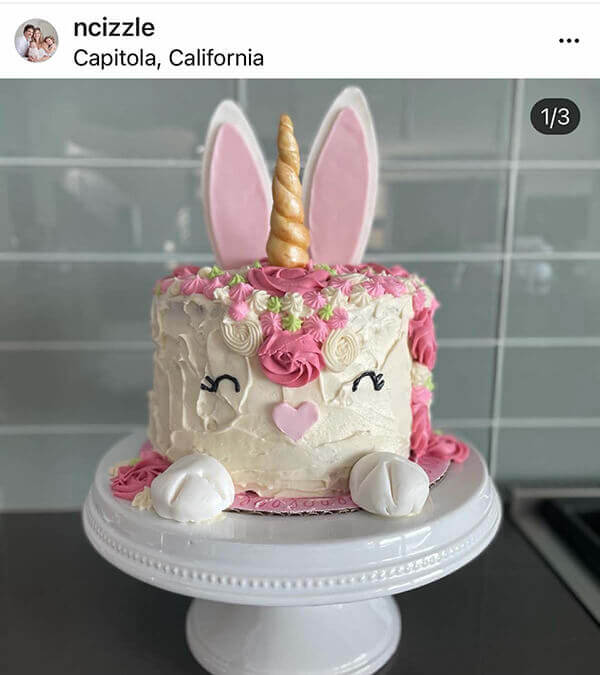reader's picture of bunny unicorn cake