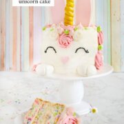 Pinterest image for bunny unicorn cake.