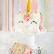 Pinterest image for bunny unicorn cake.