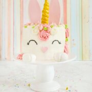 Pinterest image for bunny unicorn cake.