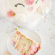 Pinterest image for bunny unicorn cake.