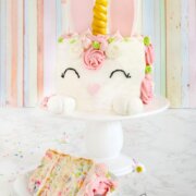 Pinterest image for bunny unicorn cake.
