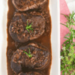 pinterest image for filet mignon steak with red wine sauce