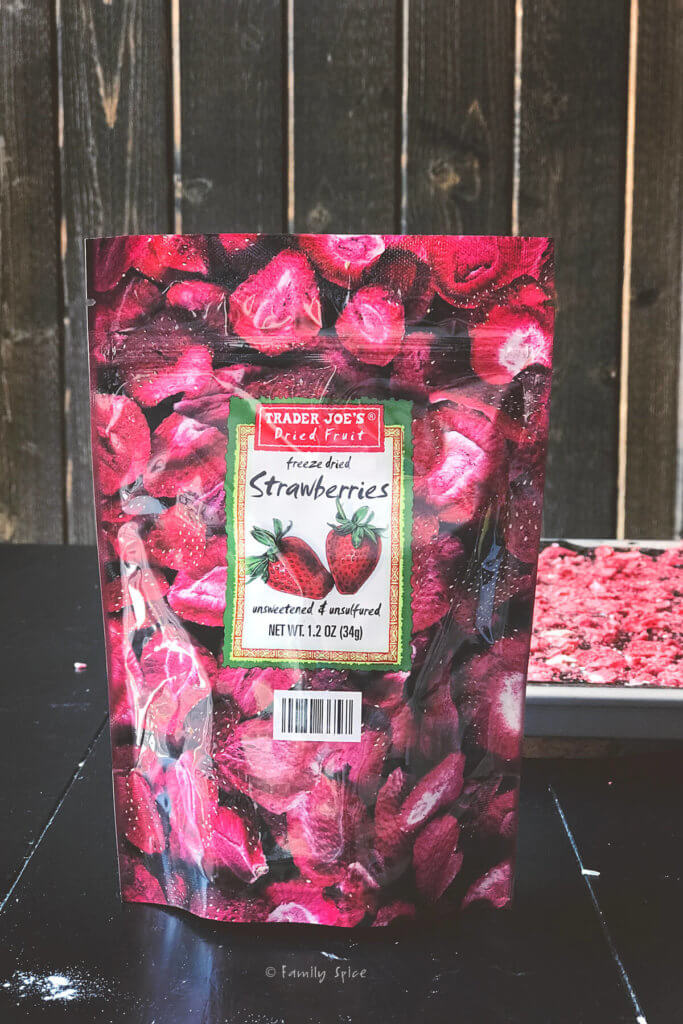 a bag of trader joe's freeze dried strawberries