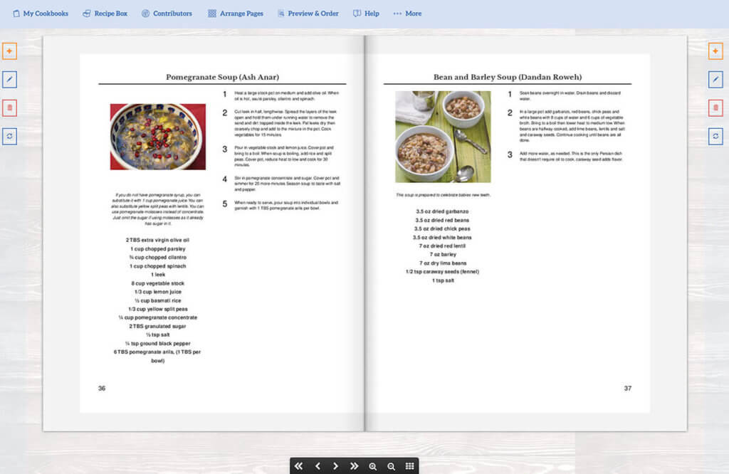Screen shot of small pictures with recipes for my persian cookbook
