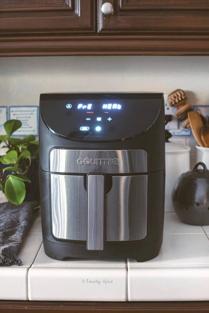 A gourmia air fryer sitting on the counter