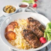 Pinterest image for air fryer koobideh kebab.