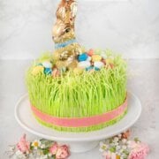 Pinterest image for easter grass cake.