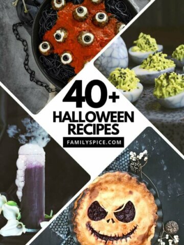 Halloween recipes collage with text