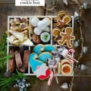 Pinterest image for Christmas cookie box.