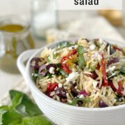 pinterest image for orzo pasta salad
