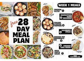 collage image for free 28 day meal plan